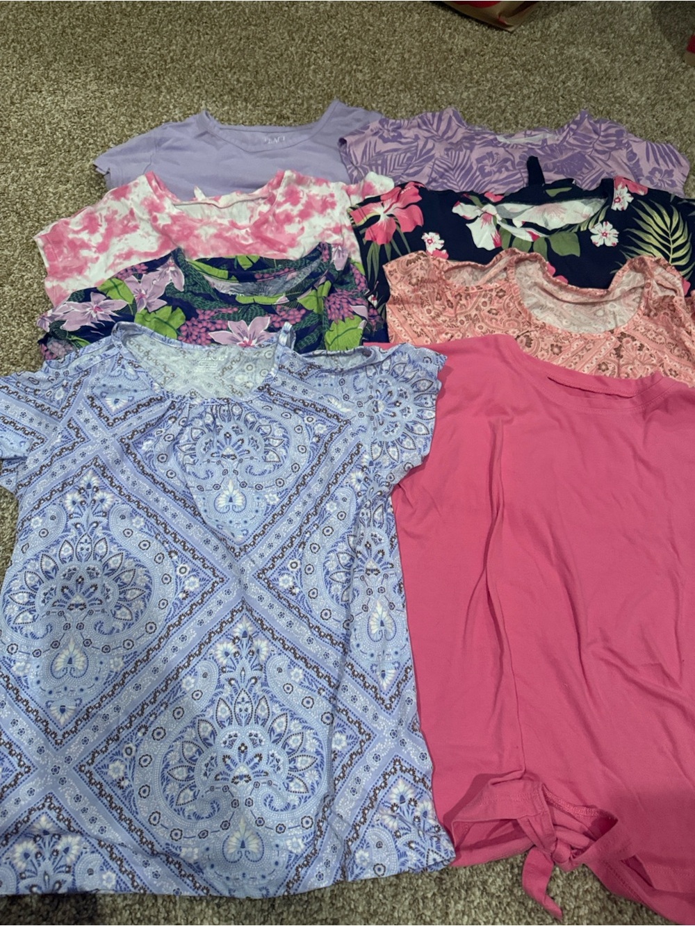 Place Girls' Mixed Purple, Pink & Navy Short-Sleeve Tops - Pack